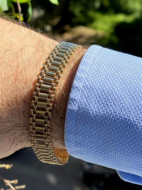 gold rolex bracelets|Rolex 14k gold men's bracelet.